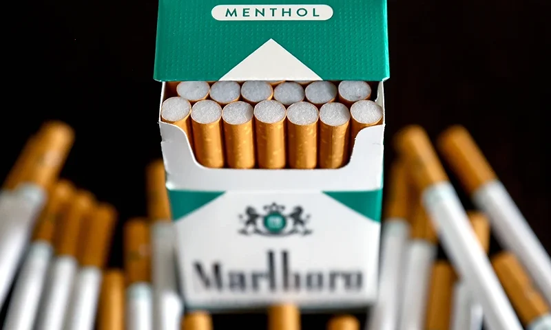 LOS ANGELES, CALIFORNIA - APRIL 28: In this photo illustration, menthol cigarettes sit on a table on April 28, 2022 in Los Angeles, California. The Food and Drug Administration (FDA) is proposing to ban both menthol-flavored cigarettes and flavored cigars in a move hailed by public health experts which could potentially lead to 1.3 million people quitting smoking. (Photo by Mario Tama/Getty Images)