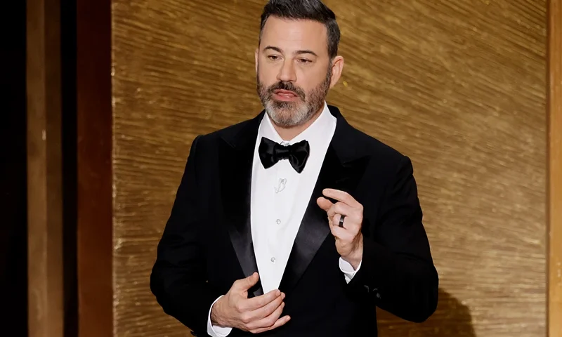95th Annual Academy Awards - Show HOLLYWOOD, CALIFORNIA - MARCH 12: Host Jimmy Kimmel speaks onstage during the 95th Annual Academy Awards at Dolby Theatre on March 12, 2023 in Hollywood, California. (Photo by Kevin Winter/Getty Images)