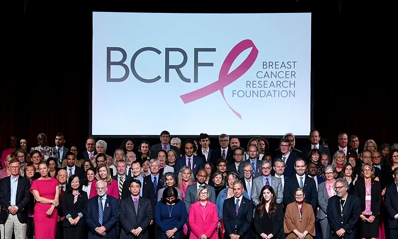 NEW YORK, NEW YORK - OCTOBER 20: Grantees appear onstage during the Breast Cancer Research Foundation (BCRF) New York Symposium & Awards Luncheon at New York Hilton on October 20, 2023 in New York City. (Photo by Dimitrios Kambouris/Getty Images for BCRF)