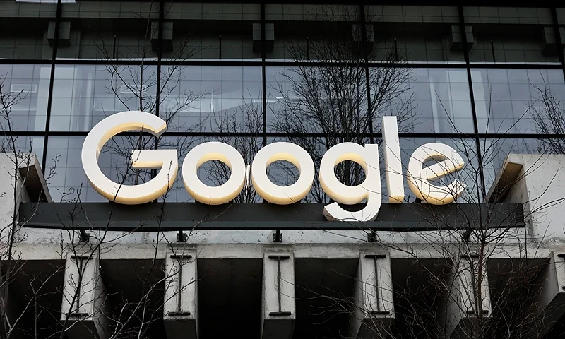 NEW YORK, NEW YORK - JANUARY 09: The exterior of the new headquarters of Google is seen at 550 Washington Street in Hudson Square on January 09, 2024 in New York City. Designed by COOKFOX Architects, the 1.3-million-square-foot project involved the restoration and expansion of the St. John’s Terminal building along the Hudson River waterfront. (Photo by Michael M. Santiago/Getty Images)