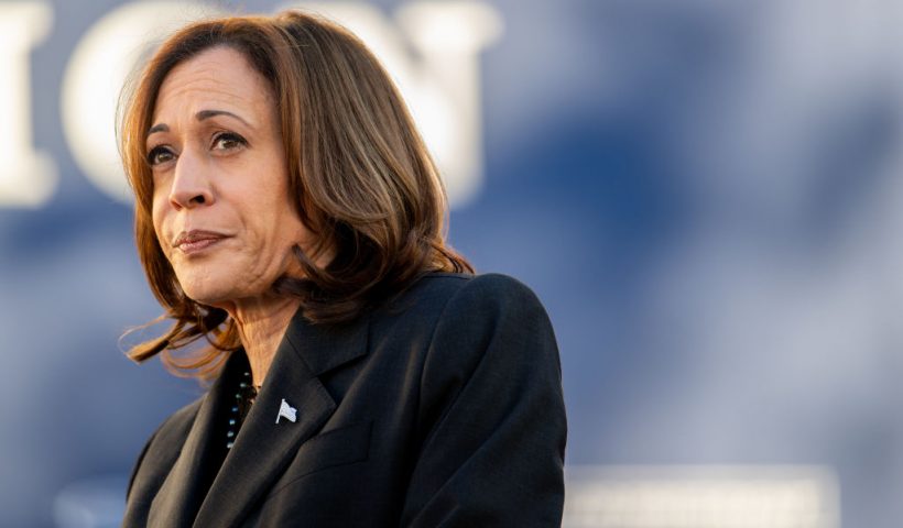 ORANGEBURG, SOUTH CAROLINA - FEBRUARY 02: U.S. Vice President Kamala Harris speaks during a 'First In The Nation' campaign rally at South Carolina State University on February 02, 2024 in Orangeburg, South Carolina. The vice president continues campaigning across the state ahead of the February 3 primary election. (Photo by Brandon Bell/Getty Images)