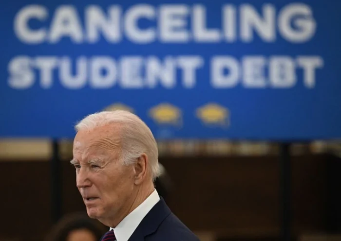 US President Joe Biden arrives to speak during an event to announce that his Administration has approved $1.2 billion in student debt cancellation for almost 153,000 borrowers at the Julian Dixon Library in Culver City, California, on February 21, 2024. (Photo by ANDREW CABALLERO-REYNOLDS / AFP) (Photo by ANDREW CABALLERO-REYNOLDS/AFP via Getty Images)