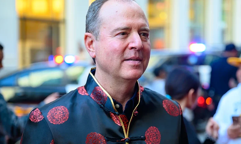 SAN FRANCISCO, CALIFORNIA - FEBRUARY 24: U.S. Rep. Adam Schiff (D-CA) speaks with supporters during the annual Chinese New Year parade on February 24, 2024 in San Francisco, California. Rep. Schiff is campaigning for the open California Senate seat ahead of the March 5 state primary. (Photo by Josh Edelson/Getty Images)