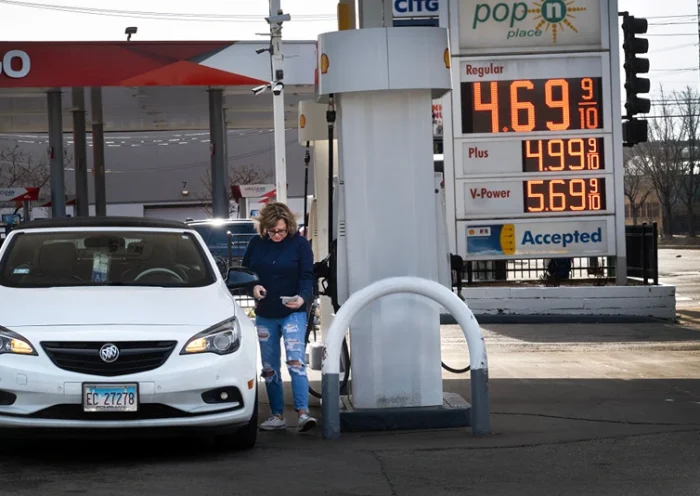 CHICAGO, ILLINOIS - MARCH 12: Gas prices are displayed at a gas station on March 12, 2024 in Chicago, Illinois. Gas prices climbed 3.8% percent in February after falling 3.3% the previous month. The Consumer Prices Index showed prices overall rose .04% for the same month which was more than analysts had expected and the largest increase since September. (Photo by Scott Olson/Getty Images)