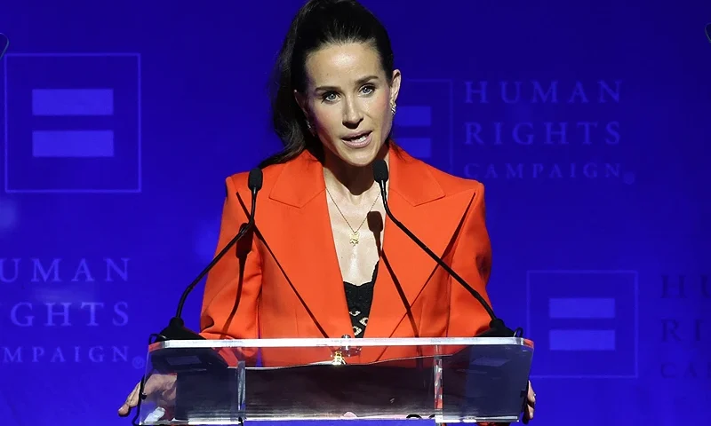 LOS ANGELES, CALIFORNIA - MARCH 23: Ashley Biden speaks onstage during the Human Rights Campaign's 2024 Los Angeles Dinner at Fairmont Century Plaza on March 23, 2024 in Los Angeles, California. (Photo by Monica Schipper/Getty Images)