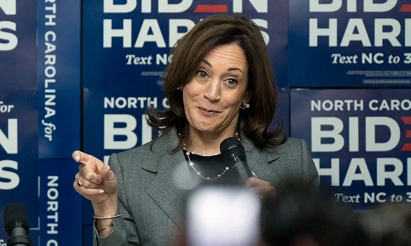 US Vice President Kamala Harris speaks at a campaign event on April 4, 2024, in Charlotte, North Carolina. (Photo by Allison Joyce / AFP) (Photo by ALLISON JOYCE/AFP via Getty Images)