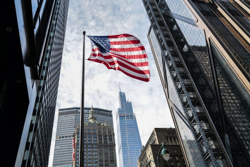 The United States of America flag in the Manhattan borough of New York on April 10, 2024. (Photo by Charly TRIBALLEAU / AFP) (Photo by CHARLY TRIBALLEAU/AFP via Getty Images)