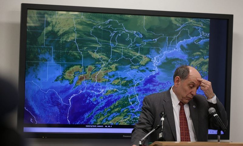 WASHINGTON, DC - JANUARY 21: National Weather Service Director Louis Uccellini speaks during a news conference on a winter storm forecast January 21, 2016 at the NOAA Center for Weather and Climate Prediction in College Park, Maryland. A winter snowstorm is forecasted for the East Coast this weekend with prediction of up to 30Ó of snow for the DC area. (Photo by Alex Wong/Getty Images)