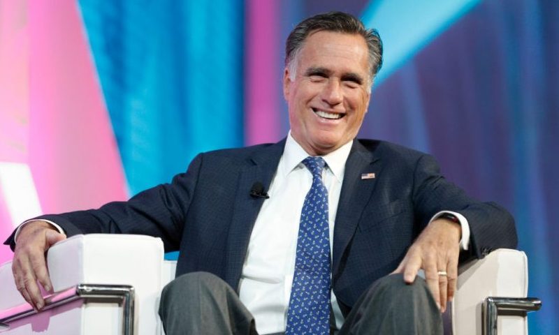 SALT LAKE CITY, UT - JANUARY 19: Former Massachusetts Governor and Republican presidential candidate Mitt Romney is interviewed at the Silicon Slopes Tech Conference on January 19, 2018 in Salt Lake City, Utah. There is a push for Romney to run for the Utah Senate seat being vacated by retiring Senator Orrin Hatch this year. (Photo by George Frey/Getty Images)