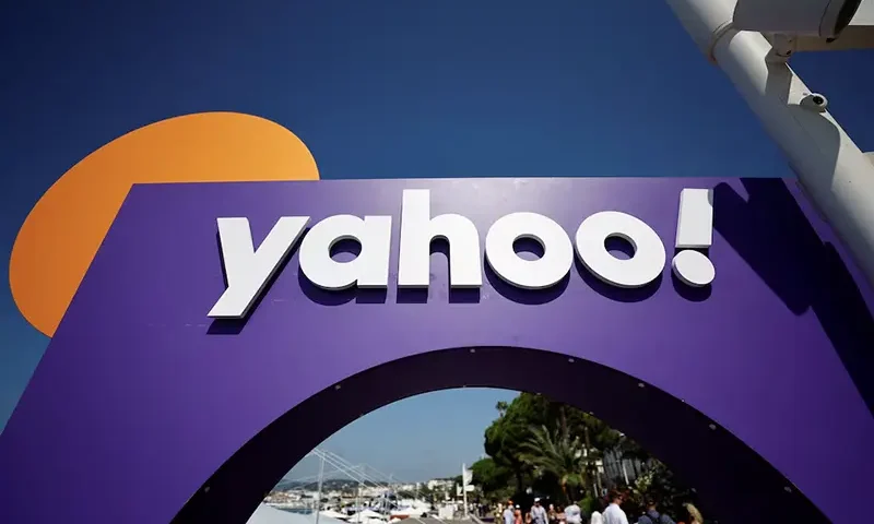 A Yahoo logo is seen during the Cannes Lions International Festival of Creativity in Cannes, France, June 19, 2023. REUTERS/Eric Gaillard/File Photo