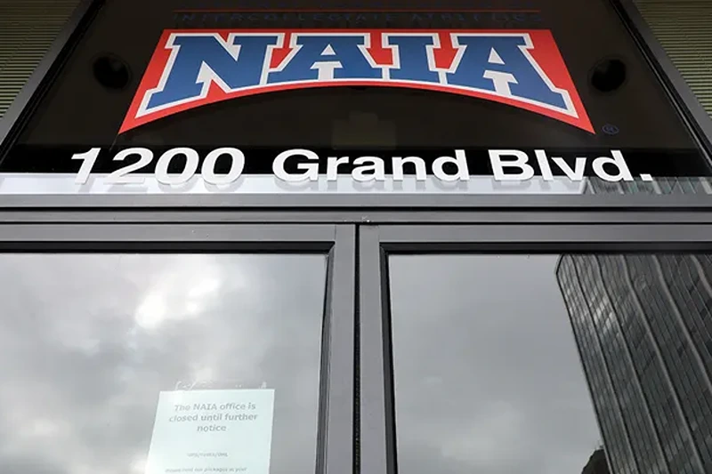 The National Association of Intercollegiate Athletics headquarters on March 26, 2020, in Kansas City, Kansas. (Jamie Squire/Getty Images)