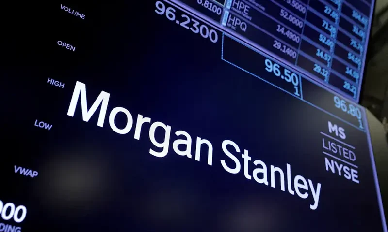 The logo for Morgan Stanley is seen on the trading floor at the New York Stock Exchange (NYSE) in Manhattan, New York City, U.S., August 3, 2021. REUTERS/Andrew Kelly/File Photo