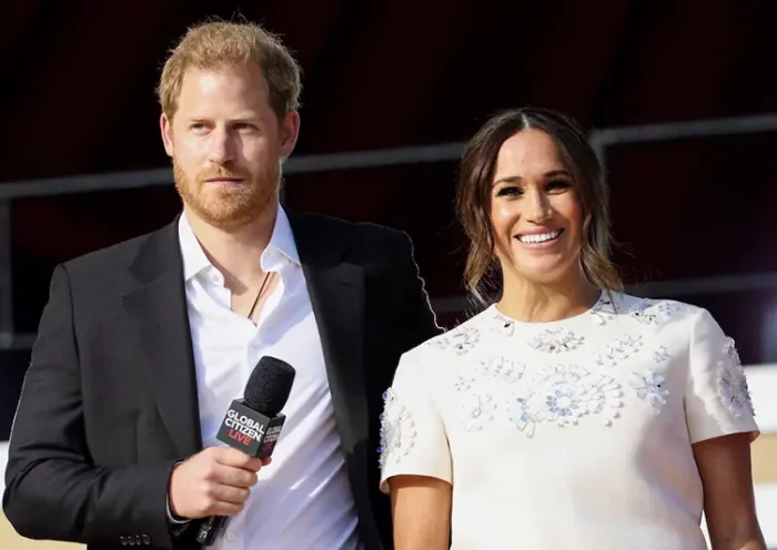 Britain's Prince Harry and Meghan Markle appear onstage at the 2021 Global Citizen Live concert at Central Park in New York, U.S., September 25, 2021. REUTERS/Caitlin Ochs/File Photo