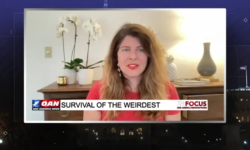 Video still from In Focus on One America News Network during an interview with the guest, Dr. Naomi Wolf.