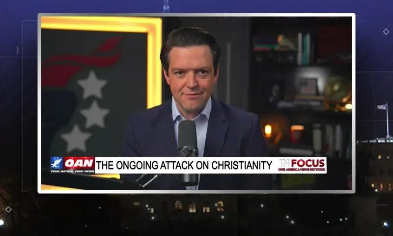 Video still from In Focus on One America News Network during an interview with the guest, Ryan Helfenbein.