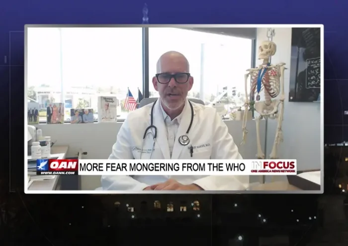 Video still from In Focus on One America News Network during an interview with the guest, Dr. Jeff Barke.