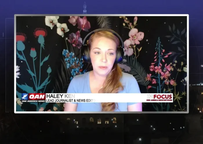 Video still from In Focus on One America News Network during an interview with the guest, Haley Kennington.