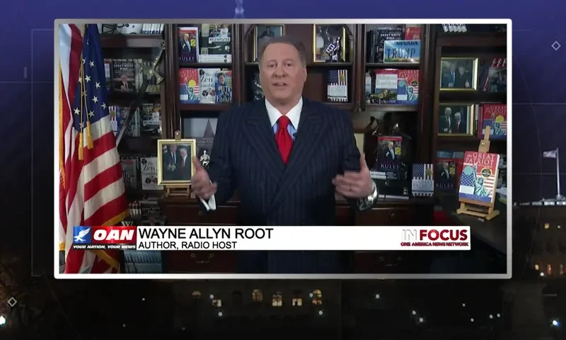 Video still from In Focus on One America News Network during an interview with the guest, Wayne Allyn Root.