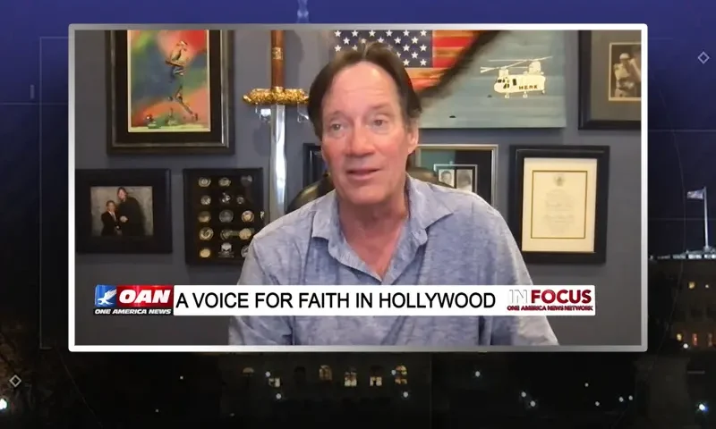 Video still from In Focus on One America News Network during an interview with the guest, Kevin Sorbo.