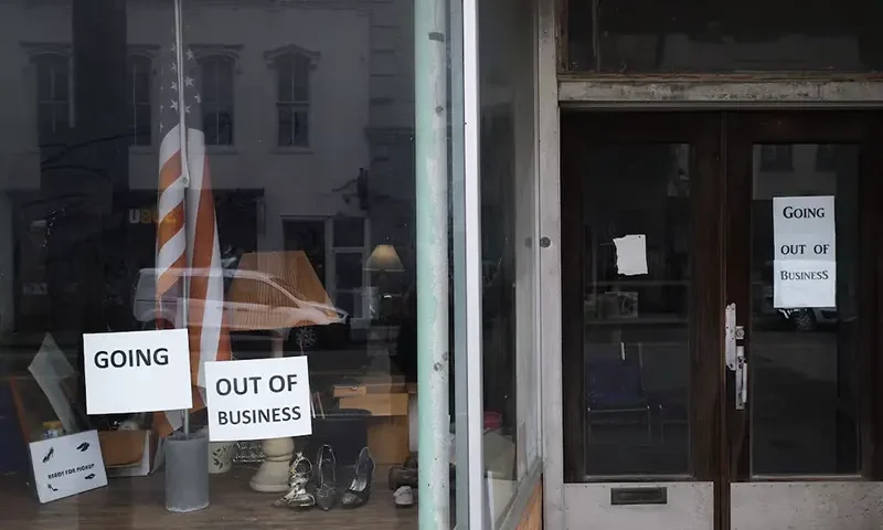 The signs in a storefront window read "Going Out of Business" in Charleston, South Carolina, U.S., March 7, 2024. REUTERS/Brian Snyder/FILE PHOTO