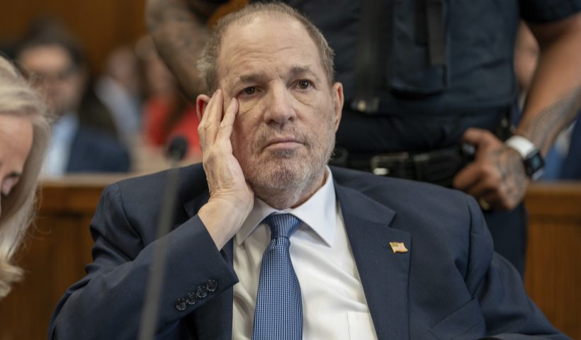 Harvey Weinstein appears at Manhattan criminal court for a preliminary hearing on Wednesday, May 1, 2024 in New York. Weinstein made first appearance since his 2020 rape conviction was overturned by an appeals court last week. (David Dee Delgado/Pool Photo via AP)