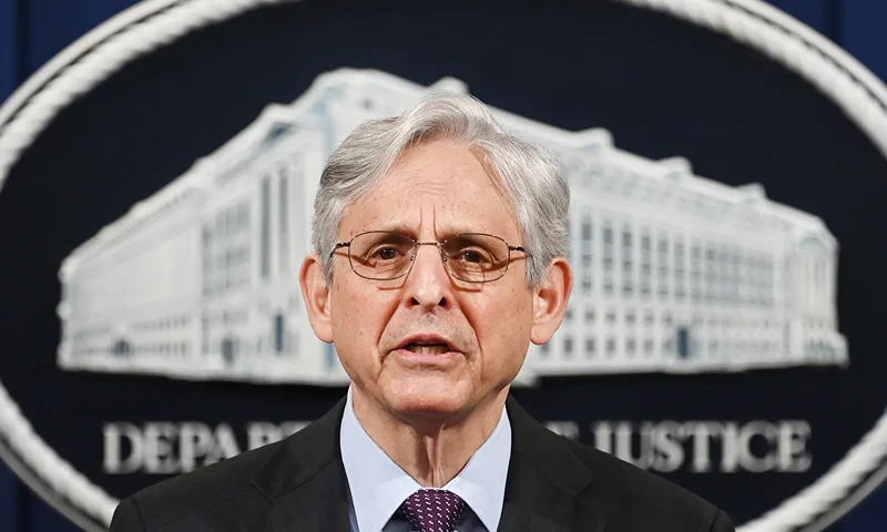 Attorney General Merrick Garland Announces Justice Department will begin Investigation Into The Practices of the Louisville Police Department WASHINGTON, DC - APRIL 26: US Attorney General Merrick Garland delivers a statement at the Department of Justice on April 26, 2021 in Washington, DC. Garland announced that the Justice Department will begin an investigation into the policing practices of the Louisville Police Department in Kentucky. A report of any constitutional and unlawful violations will be published. (Photo by Mandel Ngan-Pool/Getty Images)
