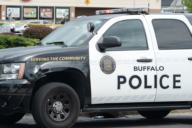 Multiple People Injured After Mass Shooting At Buffalo Food Market
BUFFALO, NY - MAY 14: Buffalo Police on scene at a Tops Friendly Market on May 14, 2022 in Buffalo, New York. According to reports, at least 10 people were killed after a mass shooting at the store with the shooter in police custody. (Photo by John Normile/Getty Images)