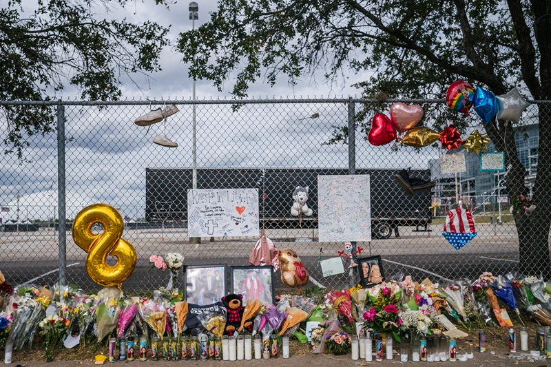 Houston Authorities Continue Investigation Into Trampling Deaths At Astroworld Concert
HOUSTON, TEXAS - NOVEMBER 09: A memorial to those who died at the Astroworld festival is displayed outside of NRG Park on November 09, 2021 in Houston, Texas. Eight people were killed and dozens injured last Friday in a crowd surge during a Travis Scott concert at the Astroworld music festival. Several lawsuits have been filed against Scott, and authorities continue investigations around the event. Scott, a Houston-native rapper and musician, launched the festival in 2018. (Photo by Brandon Bell/Getty Images)