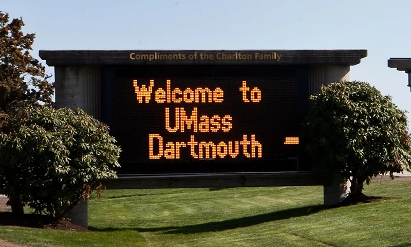 Bombing Suspect Dzhokhar Tsarnaev Attended University Of Massachusetts Dartmouth DARTMOUTH, MA - APRIL 26: A view of the entrance to the campus of the University of Massachusetts Dartmouth is seen on April 26, 2013 in Dartmouth, Massachusetts. Boston Marathon bombing suspect Dzhokhar Tsarnaev was a sophomore attending the university. (Photo by Kayana Szymczak/Getty Images)
