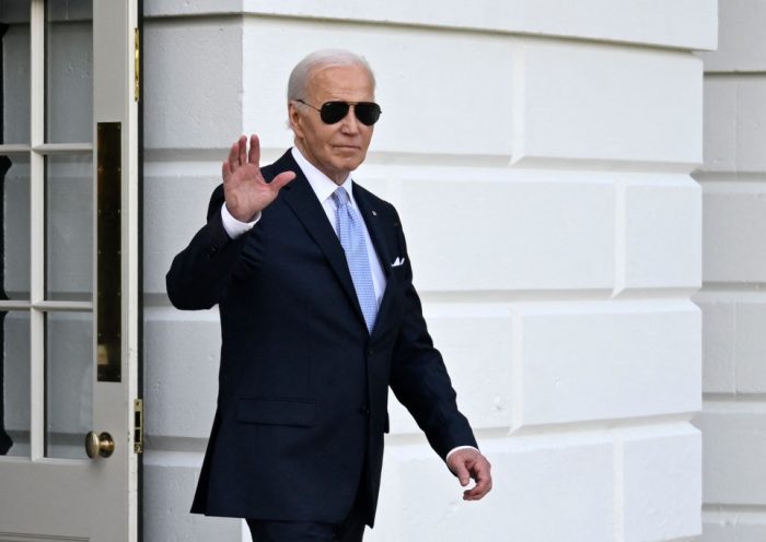 US President Joe Biden waves as he walks to board Marine One on the South Lawn of the White House on May 3, 2024, in Washington, DC. Biden is travelling to Wilmington for the weekend. (Photo by ANDREW CABALLERO-REYNOLDS / AFP) (Photo by ANDREW CABALLERO-REYNOLDS/AFP via Getty Images)