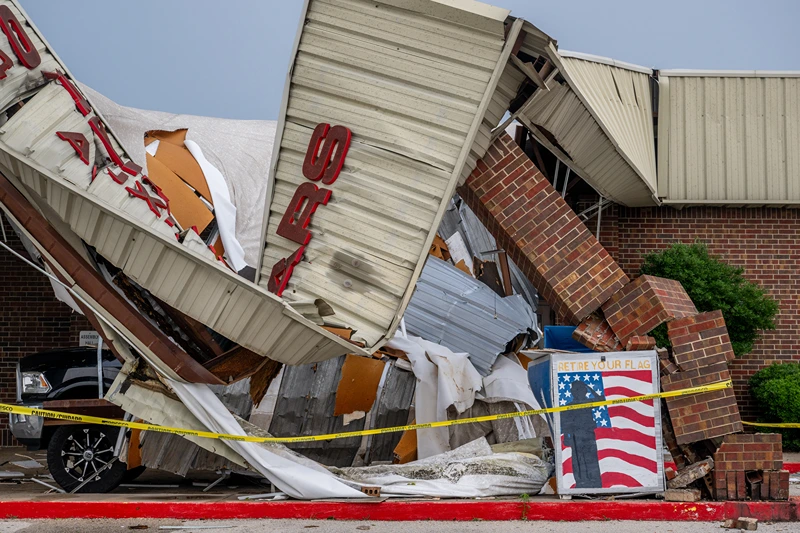 Tornado Causes Widespread Damage In Temple, Texas
TEMPLE, TEXAS - MAY 23: The exterior of the Veterans of Foreign Wars facility suffered severe damage following a tornado on May 23, 2024 in Temple, Texas. The city of Temple has reported widespread damage after a tornado moved through its county Wednesday evening. (Photo by Brandon Bell/Getty Images)