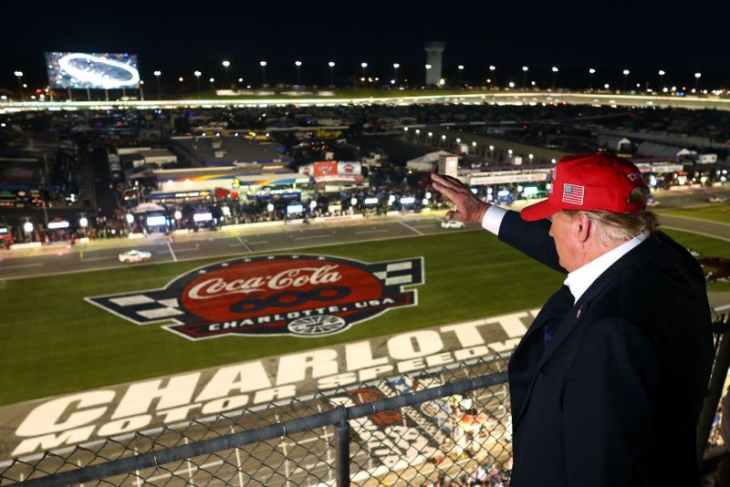 CONCORD, NORTH CAROLINA - MAY 26: Former U.S. President and Republican presidential candidate Donald Trump looks on during the NASCAR Cup Series Coca-Cola 600 at Charlotte Motor Speedway on May 26, 2024 in Concord, North Carolina. (Photo by Jared C. Tilton/Getty Images)