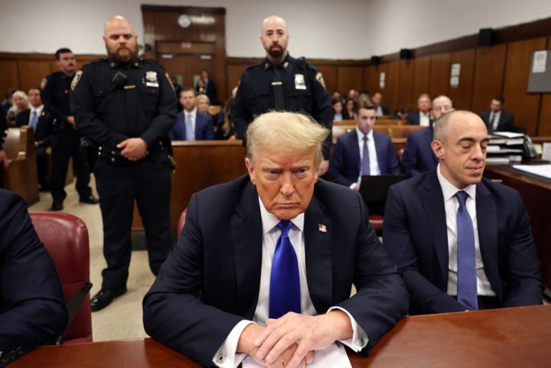 NEW YORK, NEW YORK - MAY 30: Former U.S. President Donald Trump sits in the courtroom during his hush money trial at Manhattan Criminal Court on May 30, 2024 in New York City. The second day of jury deliberations in the hush money trial of the former president are underway. Michael Cohen's $130,000 payment to Stormy Daniels is tied to former U.S. President Trump's 34 felony counts of falsifying business records in the first of his criminal cases to go to trial. (Photo by Michael M. Santiago/Getty Images)