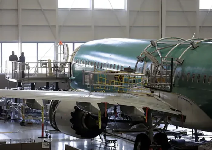 Boeing's 737 MAX-9 is pictured under construction at their production facility in Renton, Washington, U.S., February 13, 2017. REUTERS/Jason Redmond//File Photo