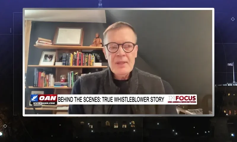 Video still from In Focus on One America News Network during an interview with the guest, Andrew Wakefield.