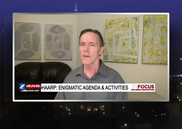Video still from In Focus on One America News Network during an interview with the guest, Dane Wigington.