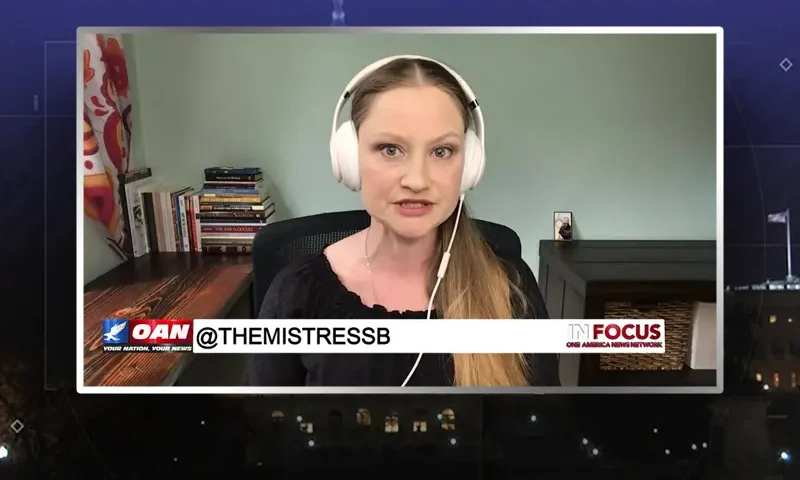 Video still from In Focus on One America News Network during an interview with the guest, Bree Solstad.