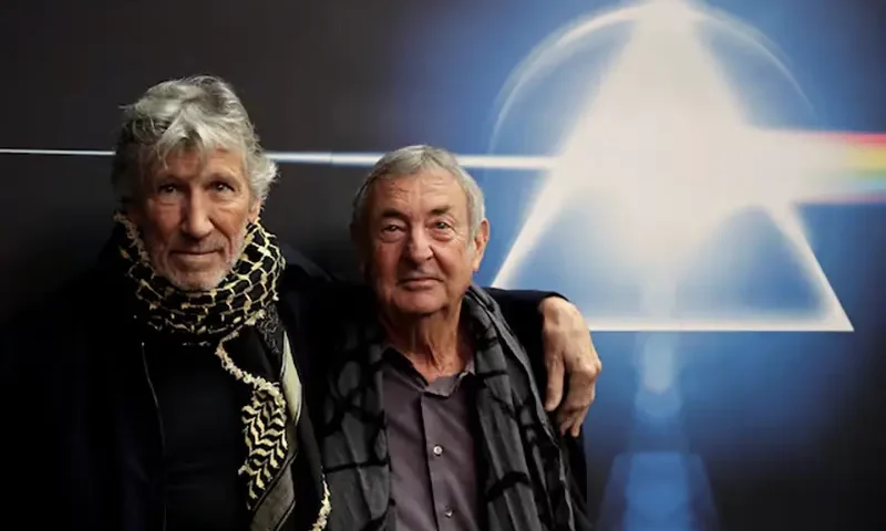 Band members Roger Waters (L) and Nick Mason pose before the unveiling of "The Pink Floyd Exhibition: Their Mortal Remains" at the Macro Museum in Rome, Italy January 16, 2018. REUTERS/Max Rossi/File Photo