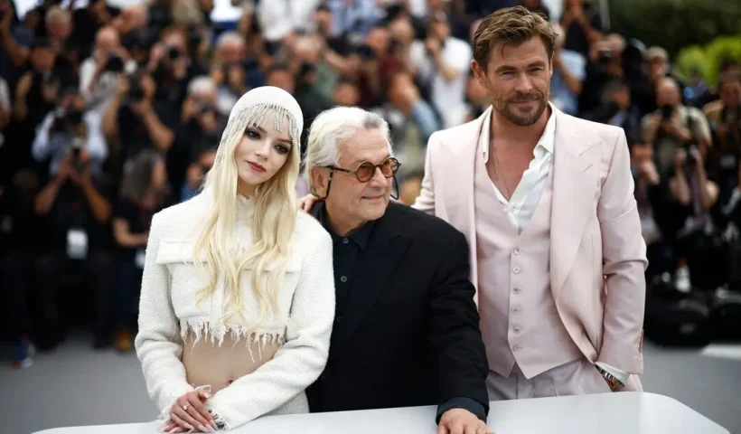 Director George Miller and cast members Anya Taylor-Joy, Chris Hemsworth pose during a photocall for the film "Furiosa: A Mad Max Saga" Out of competition at the 77th Cannes Film Festival in Cannes, France, May 16, 2024. REUTERS/Stephane Mahe