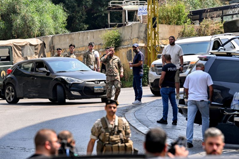 Lebanese army forces deploy near the US embassy in Beirut on June 5, 2024, after a Syrian man was arrested following a shooting near the embassy. (Photo by JOSEPH EID / AFP) (Photo by JOSEPH EID/AFP via Getty Images)